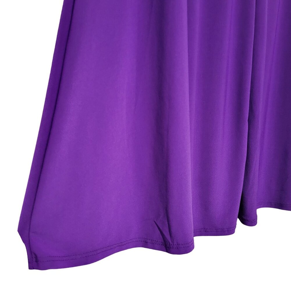 Roamans Size 22/24 1X Dress Stretch Jersey Full Swing Hem Long Purple - Picture 8 of 9